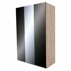 BAUHAUS Express Möbel Drehtürschrank Swift B X T X H: 150 X 58 X 216 Cm, Mit Spiegel, Mit Zubehör, Farbe Front: Basaltglas, Farbe Korpus: Eiche Jackson