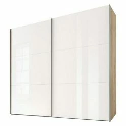 BAUHAUS Express Möbel Schwebetürenschrank Swift B X T X H: 200 X 68 X 216 Cm, Mit Glasfronten, Ohne Zubehör, Farbe Front: Weiß, Farbe Korpus: Eiche Jackson
