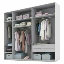 BAUHAUS Express Möbel Schwebetürenschrank Swift Mit Glasfronten, Mit Zubehör, Farbe Front: Weißglas Außen/Eiche Jackson, Farbe Korpus: Eiche Jackson -Schränke Möbel Mall 12 713