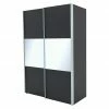 BAUHAUS Express Möbel Schwebetürenschrank Stars B X T X H: 150 X 68 X 216 Cm, Farbe Griff: Alufarben, Farbe Front: Graphit/Weißglas, Farbe Korpus: Graphit -Schränke Möbel Mall 12 726