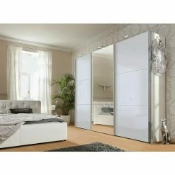 BAUHAUS Express Möbel Schwebetürenschrank Stars B X T X H: 300 X 68 X 236 Cm, Farbe Griff: Aluminiumfarben, Farbe Front: Spiegel, Farbe Korpus: Seidengrau -Schränke Möbel Mall 12 788