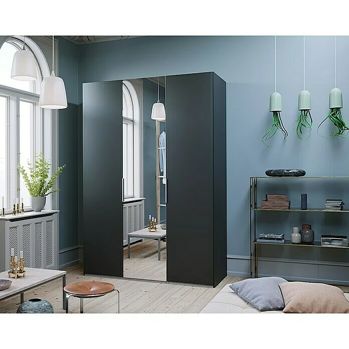 BAUHAUS Express Möbel Drehtürschrank Swift B X T X H: 150 X 58 X 216 Cm, Mit Spiegel, Ohne Zubehör, Farbe Front: Basalt, Farbe Korpus: Eiche Jackson 5 BAUHAUS Express Möbel Drehtürschrank Swift B X T X H: 150 X 58 X 216 Cm, Mit Spiegel, Ohne Zubehör, Farbe Front: Basalt, Farbe Korpus: Eiche Jackson – Bild 3