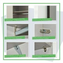 BAUHAUS Express Möbel Schwebetürenschrank Swift B X T X H: 150 X 68 X 216 Cm, Ohne Spiegel, Mit Zubehör, Farbe Front: Weiß/Basalt Vertikal, Farbe Korpus: Weiß -Schränke Möbel Mall 12 841