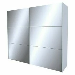 BAUHAUS Express Möbel Schwebetürenschrank Stars B X T X H: 250 X 68 X 216 Cm, Farbe Griff: Aluminiumfarben, Farbe Front: Seidengrauglas/Spiegel, Farbe Korpus: Seidengrau