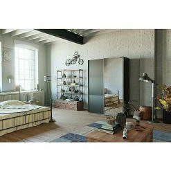 BAUHAUS Express Möbel Schwebetürenschrank Swift B X T X H: 150 X 68 X 216 Cm, Mit Spiegel, Mit Zubehör, Farbe Front: Weiß, Farbe Korpus: Eiche Jackson -Schränke Möbel Mall 12 904