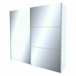 BAUHAUS Express Möbel Schwebetürenschrank Stars B X T X H: 250 X 68 X 236 Cm, Farbe Griff: Aluminiumfarben, Farbe Front: Weißglas/Spiegel, Farbe Korpus: Weiß