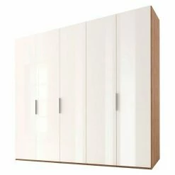 BAUHAUS Express Möbel Drehtürschrank Swift B X T X H: 250 X 58 X 216 Cm, Mit Glasfronten, Ohne Zubehör, Farbe Front: Weiß, Farbe Korpus: Eiche Jackson