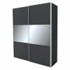 BAUHAUS Express Möbel Schwebetürenschrank Stars B X T X H: 200 X 68 X 236 Cm, Farbe Griff: Alufarben, Farbe Front: Graphit/Grauspiegel Mittig, Farbe Korpus: Graphit -Schränke Möbel Mall 12 989